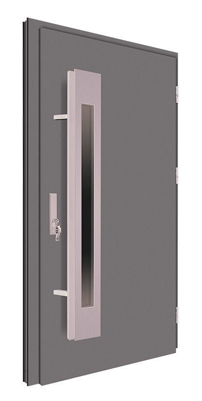 Drzwi wejściowe antracyt pochwyt 150 cm inox 68MK5