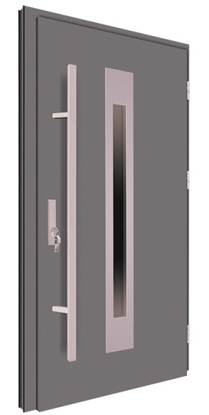 Drzwi zewnętrzne antracyt pochwyt inox 150 cm 92MK6