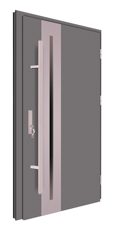 Drzwi wejściowe antracyt pochwyt 150 cm inox 68MK15