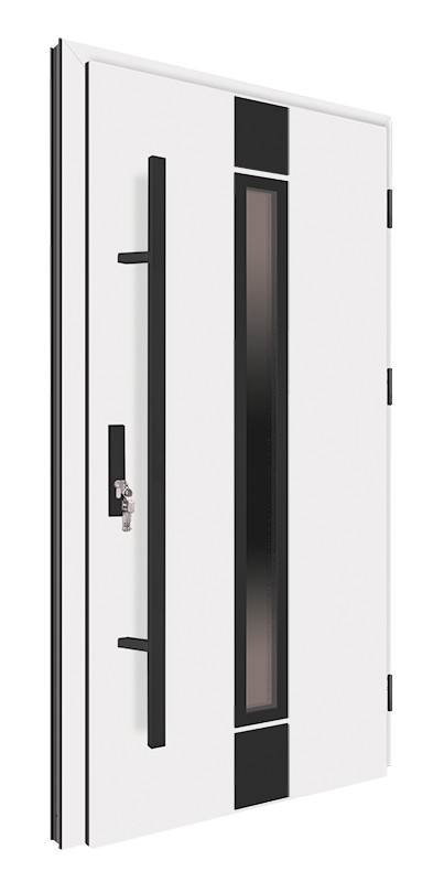 Drzwi wejściowe białe pochwyt czarny 150 cm 68MK3 MK-DOOR