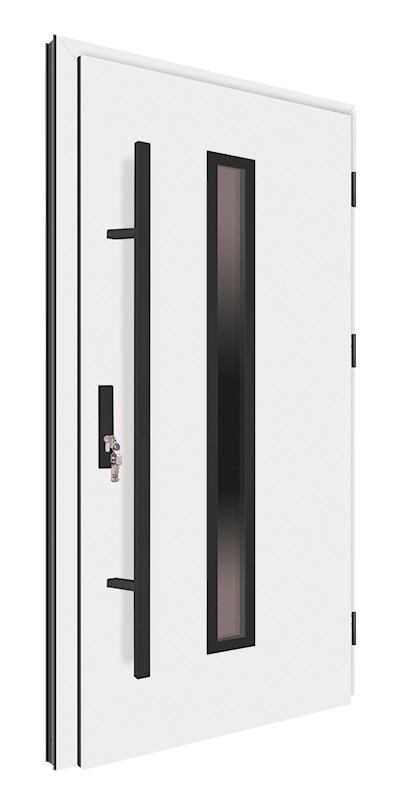 Drzwi zewnętrzne białe pochwyt czarny 150 cm 92MK4 MK-DOOR