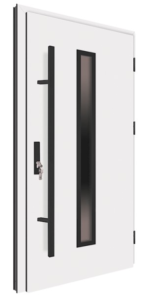 Drzwi wejściowe białe pochwyt czarny 150 cm 68MK4 MK-DOOR