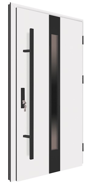 Drzwi wejściowe białe pochwyt czarny 150 cm 68MK18 MK-DOOR
