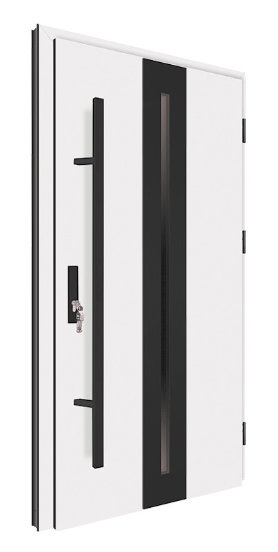 Drzwi wejściowe białe pochwyt czarny 150 cm 68MK16 MK-DOOR