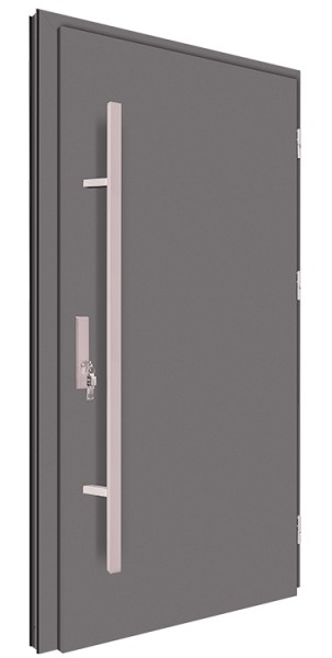 Drzwi zewnętrzne pełne antracyt pochwyt inox 150 cm 92MK1