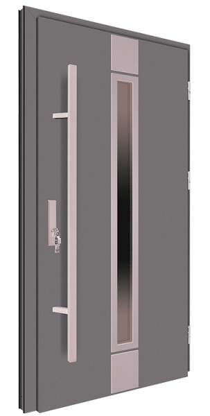 Drzwi wejściowe antracyt pochwyt inox 150 cm 68MK3
