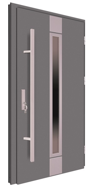 Drzwi wejściowe antracyt pochwyt inox 150 cm 68MK3