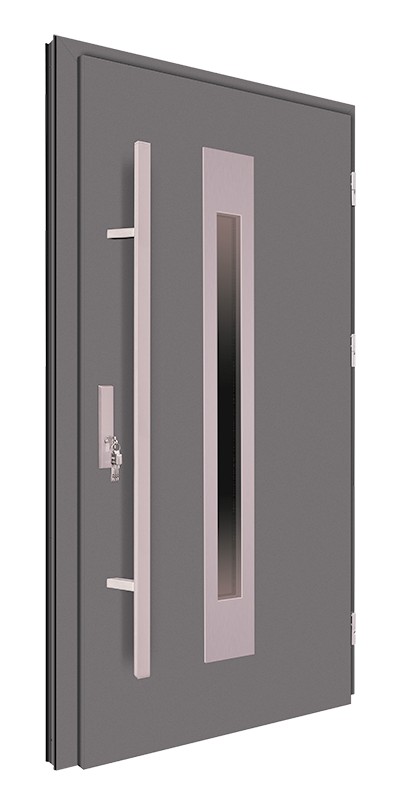 Drzwi zewnętrzne antracyt pochwyt inox 150 cm 92MK6