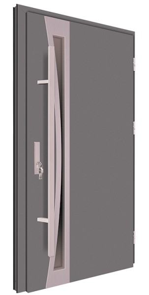 Drzwi wejściowe antracyt pochwyt 150 cm inox 68MK7