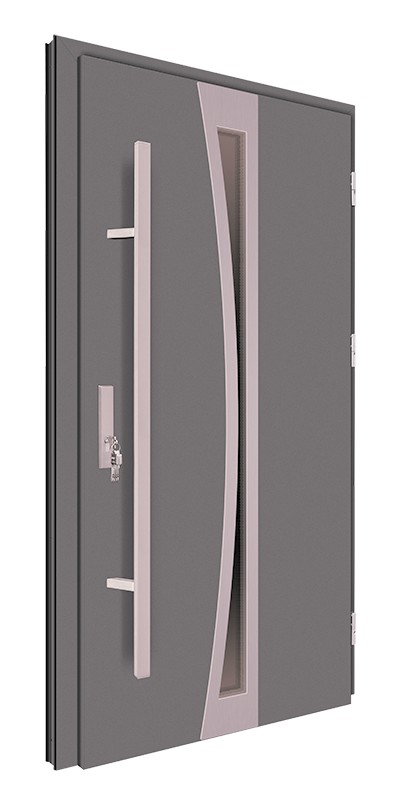 Drzwi wejściowe antracyt pochwyt inox 68MK8