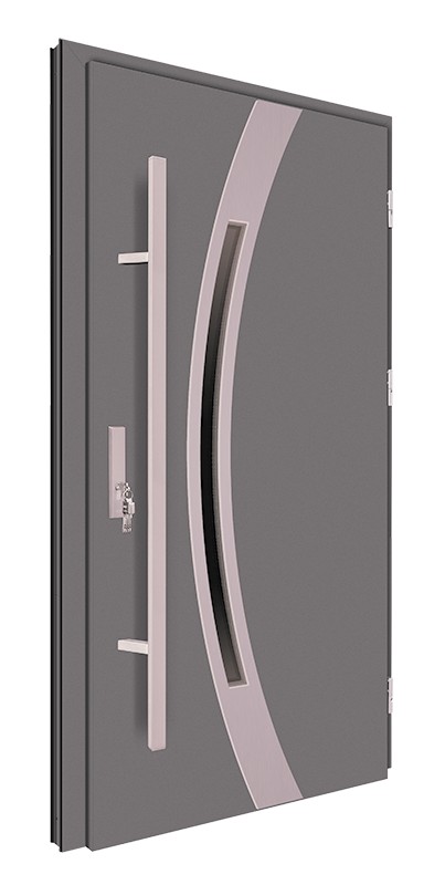 Drzwi wejściowe antracyt pochwyt 150 cm inox 68MK11
