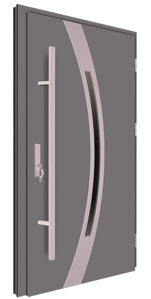 Drzwi wejściowe antracyt pochwyt 150 cm inox 68MK12