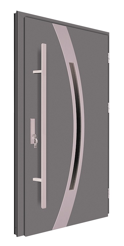 Drzwi wejściowe antracyt pochwyt 150 cm inox 68MK12