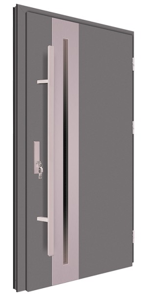Drzwi wejściowe antracyt pochwyt 150 cm inox 68MK15