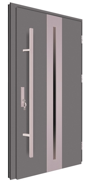 Drzwi wejściowe antracyt pochwyt inox 150 cm 68MK16