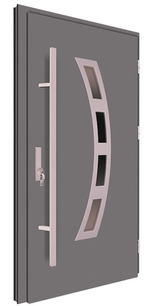 Drzwi zewnętrzne antracyt pochwyt inox 92MK17
