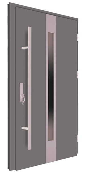 Drzwi wejściowe antracyt pochwyt inox 150 cm 68MK18