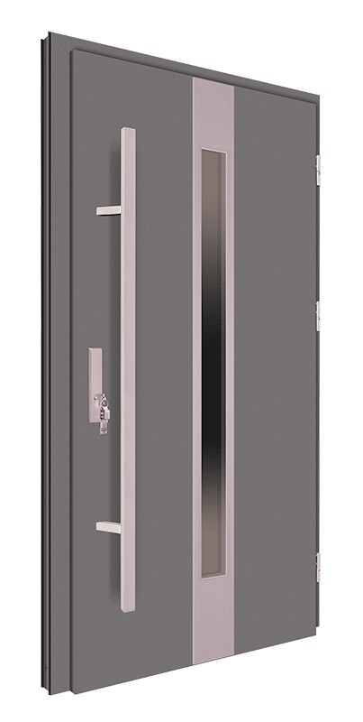 Drzwi wejściowe antracyt pochwyt inox 150 cm 68MK18