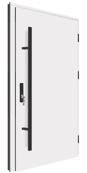 Drzwi zewnętrzne pełne białe czarny pochwyt 92MK1 MK-DOOR