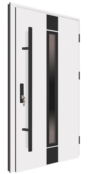 Drzwi wejściowe białe pochwyt czarny 150 cm 68MK3 MK-DOOR