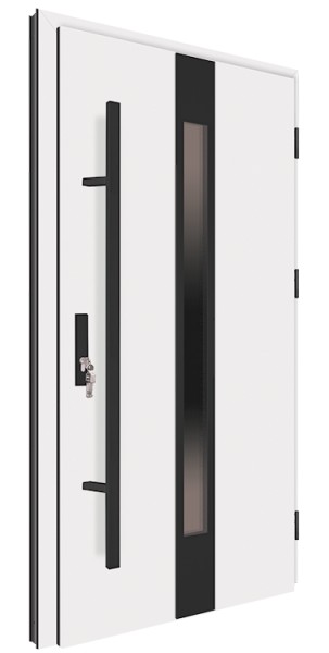 Drzwi zewnętrzne białe pochwyt czarny 150 cm 92MK18 MK-DOOR