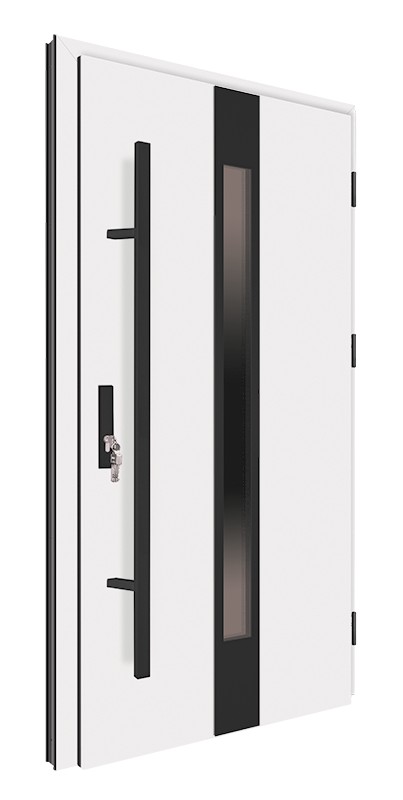 Drzwi zewnętrzne białe pochwyt czarny 150 cm 92MK18 MK-DOOR