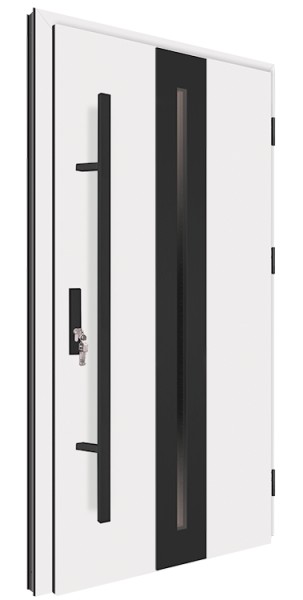 Drzwi zewnętrzne białe pochwyt czarny 150 cm 92MK16 MK-DOOR