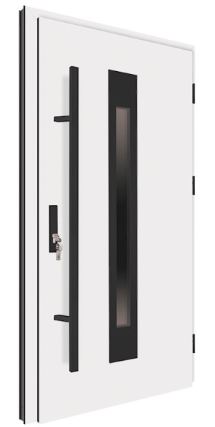 Drzwi zewnętrzne białe pochwyt czarny 150 cm 92MK6 MK-DOOR