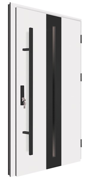 Drzwi wejściowe białe pochwyt czarny 150 cm 68MK16 MK-DOOR