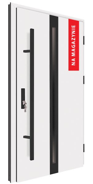 Drzwi wejściowe białe pochwyt 150 cm czarny 68MK14