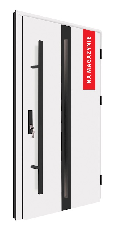 Drzwi zewnętrzne białe pochwyt czarny 92MK14 MK-DOOR
