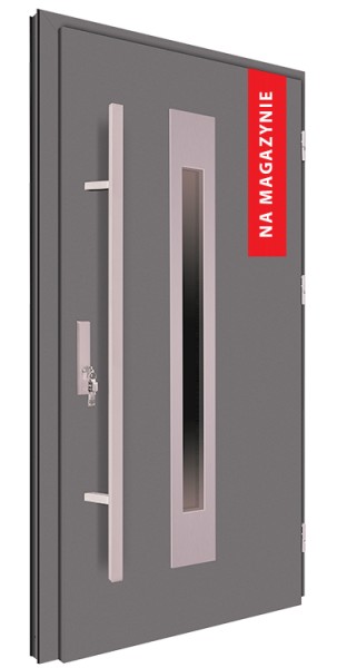 Drzwi wejściowe antracyt pochwyt srebrny 150 cm 68MK6
