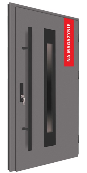 Drzwi wejściowe antracyt pochwyt czarny 68MK6 MK-DOOR